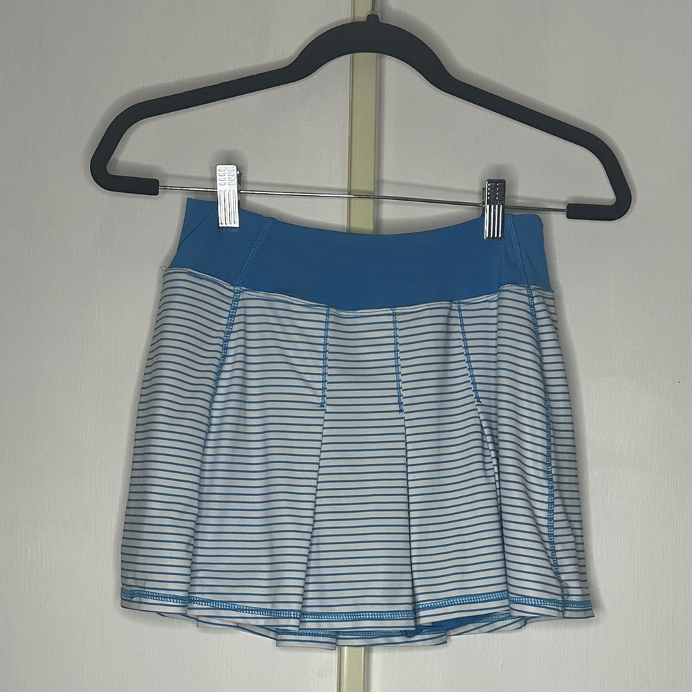 Blue and White Striped Tennis Skirt